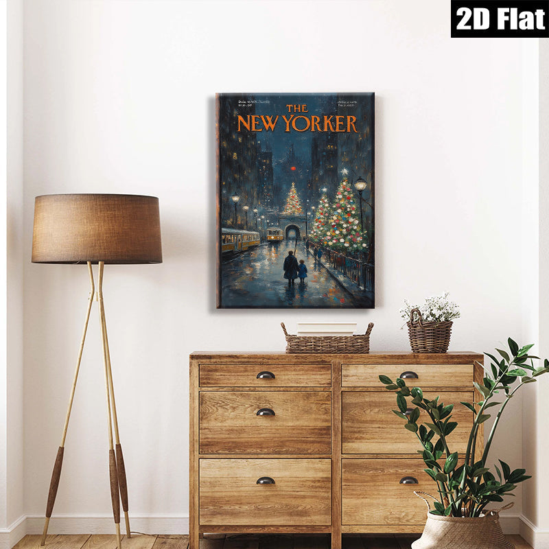 2D flat 1pc Winter City Street Scene cozy living room bedroom wall decor farmhouse style modern art canvas prints