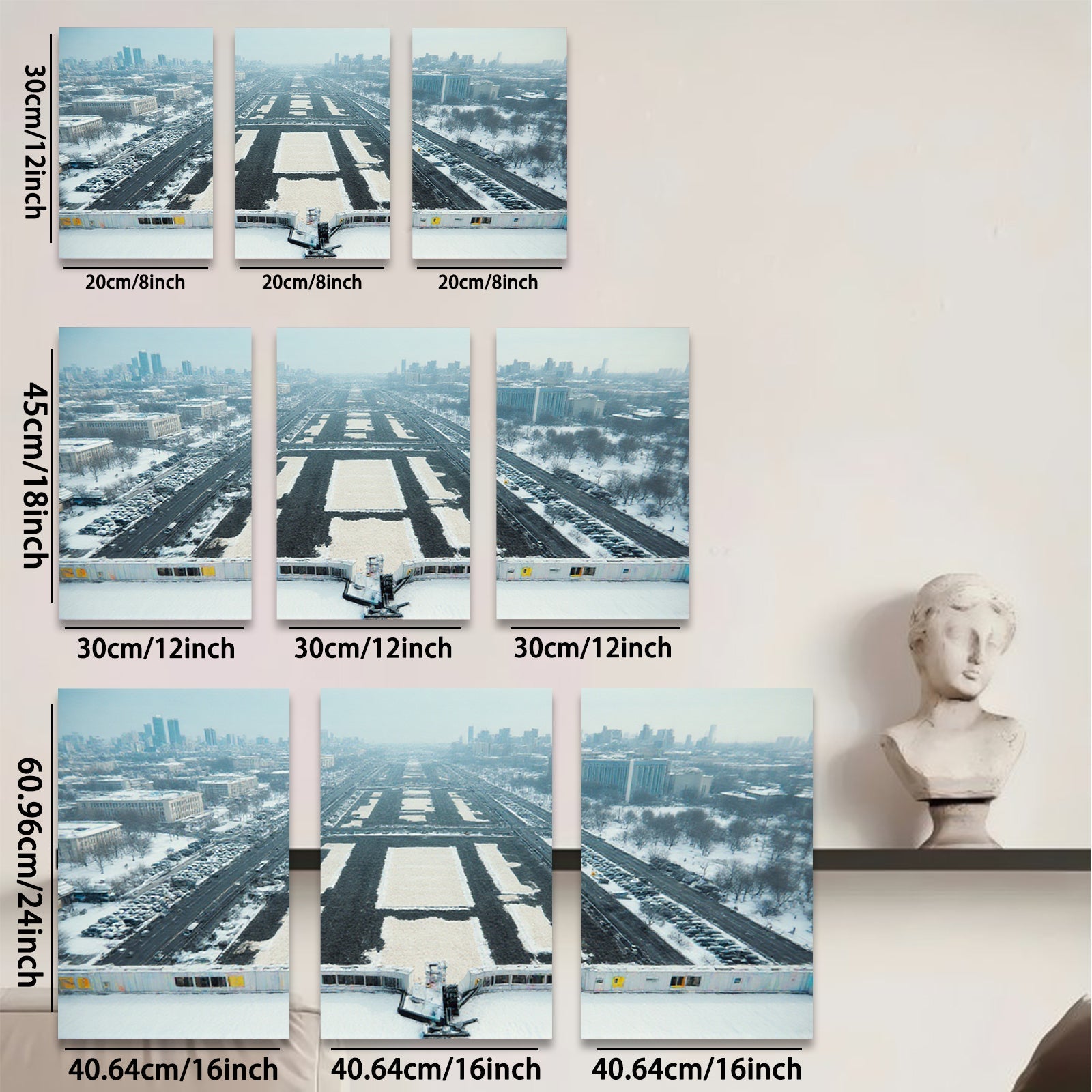 2D flat 1pc Winter Cityscape Aerial View Modern Wall Art For Living Room Bedroom Office Decor Farmhouse Style Gallery Wrapped Canvas Prints Ready To Hang