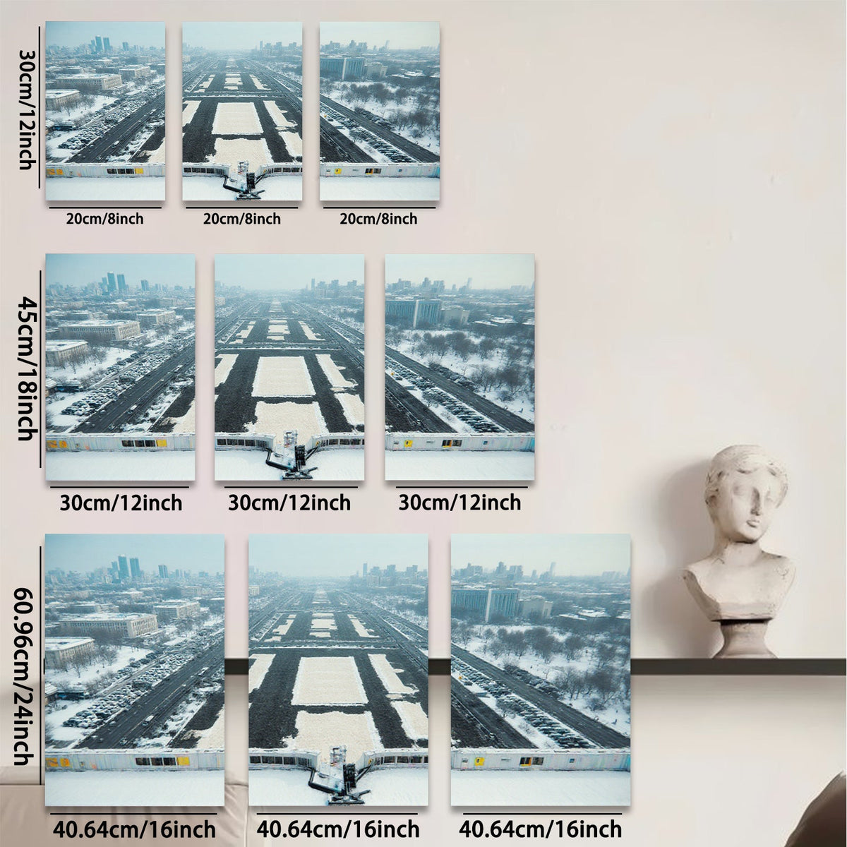 2D flat 1pc Winter Cityscape Aerial View Modern Wall Art For Living Room Bedroom Office Decor Farmhouse Style Gallery Wrapped Canvas Prints Ready To Hang