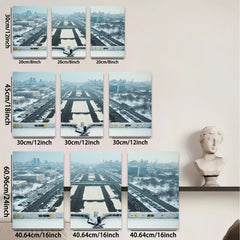 2D flat 1pc Winter Cityscape Aerial View Modern Wall Art For Living Room Bedroom Office Decor Farmhouse Style Gallery Wrapped Canvas Prints Ready To Hang