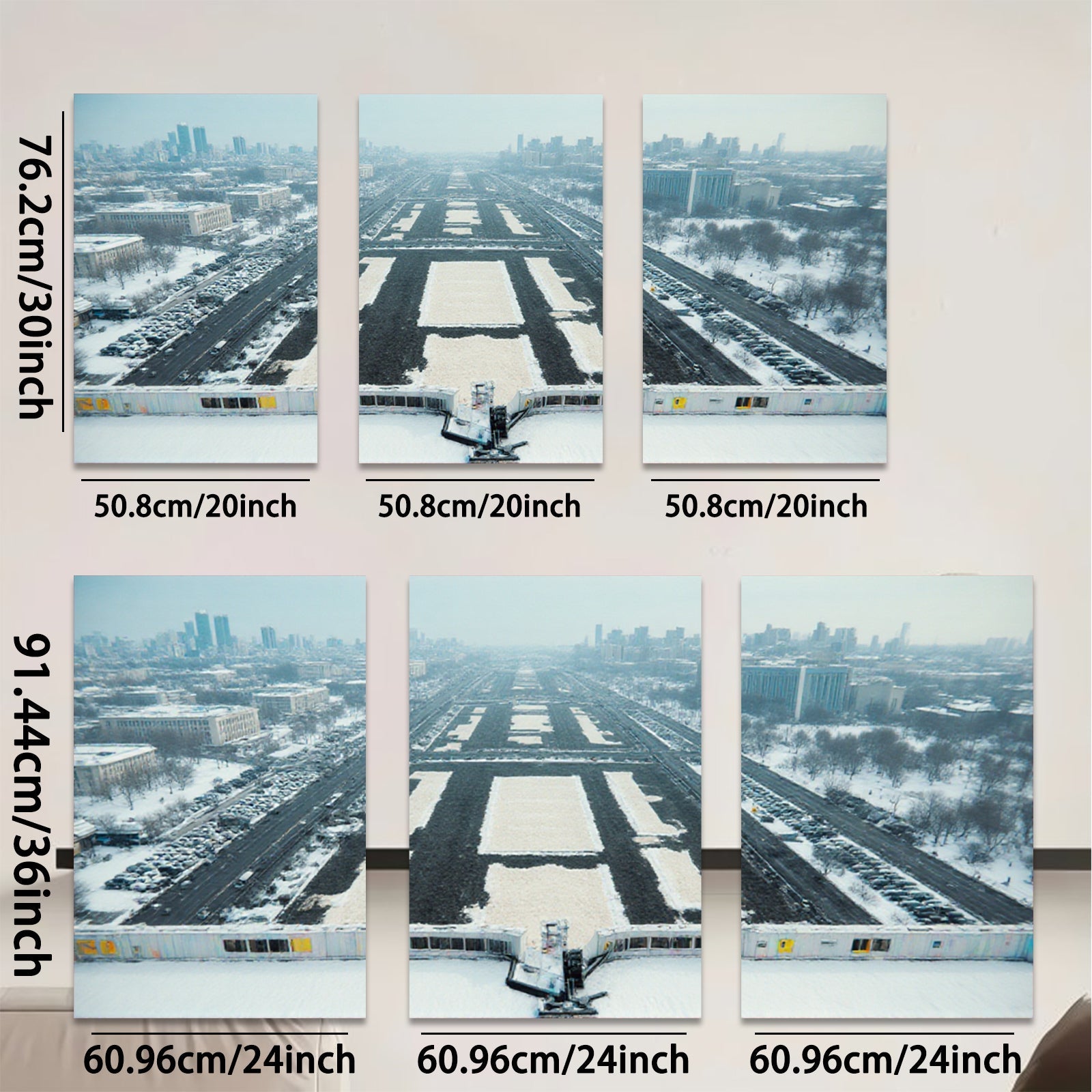 2D flat 1pc Winter Cityscape Aerial View Modern Wall Art For Living Room Bedroom Office Decor Farmhouse Style Gallery Wrapped Canvas Prints Ready To Hang