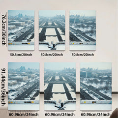 2D flat 1pc Winter Cityscape Aerial View Modern Wall Art For Living Room Bedroom Office Decor Farmhouse Style Gallery Wrapped Canvas Prints Ready To Hang