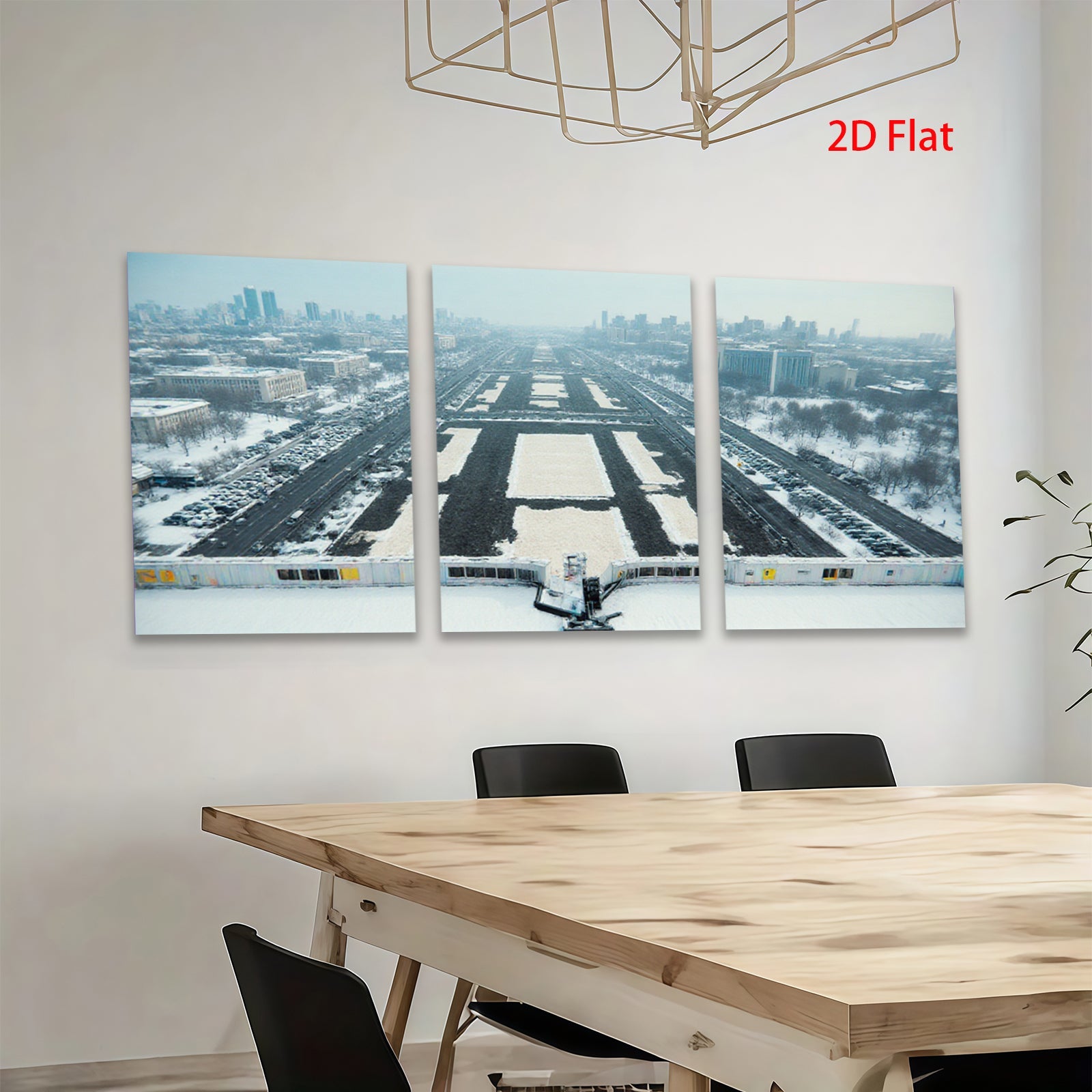 2D flat 1pc Winter Cityscape Aerial View Modern Wall Art For Living Room Bedroom Office Decor Farmhouse Style Gallery Wrapped Canvas Prints Ready To Hang