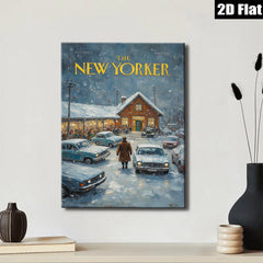 2D flat 1pc Winter Evening Scene Nostalgic Charm Cozy Living Room Bedroom Gallery Wall Art Modern Farmhouse Decor