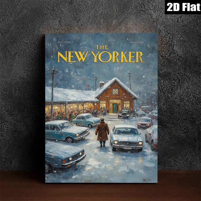 2D flat 1pc Winter Evening Scene Nostalgic Charm Cozy Living Room Bedroom Gallery Wall Art Modern Farmhouse Decor