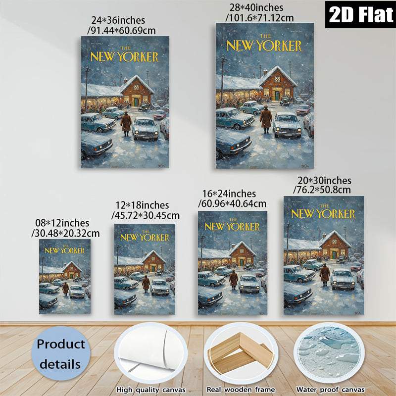 2D flat 1pc Winter Evening Scene Nostalgic Charm Cozy Living Room Bedroom Gallery Wall Art Modern Farmhouse Decor