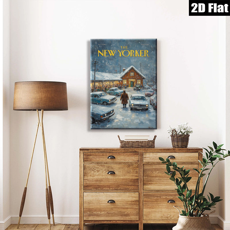 2D flat 1pc Winter Evening Scene Nostalgic Charm Cozy Living Room Bedroom Gallery Wall Art Modern Farmhouse Decor