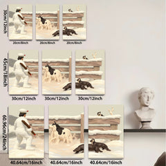 2D flat 1pc Winter Farm Scene with Shepherd Dogs Rustic Wall Art for Living Room Bedroom Home Decor farmhouse style cozy vibes gallery wrapped canvas prints
