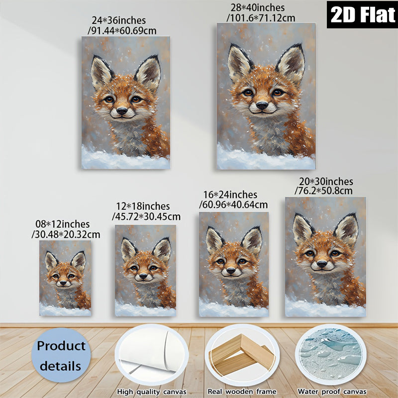 2D flat 1pc Winter Fox Portrait Cozy Farmhouse Wall Art Rustic Lodge Decor Living Room Bedroom Gallery Wrapped Canvas Prints Modern Home Décor
