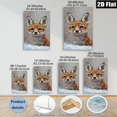 2D flat 1pc Winter Fox Portrait Cozy Farmhouse Wall Art Rustic Lodge Decor Living Room Bedroom Gallery Wrapped Canvas Prints Modern Home Décor