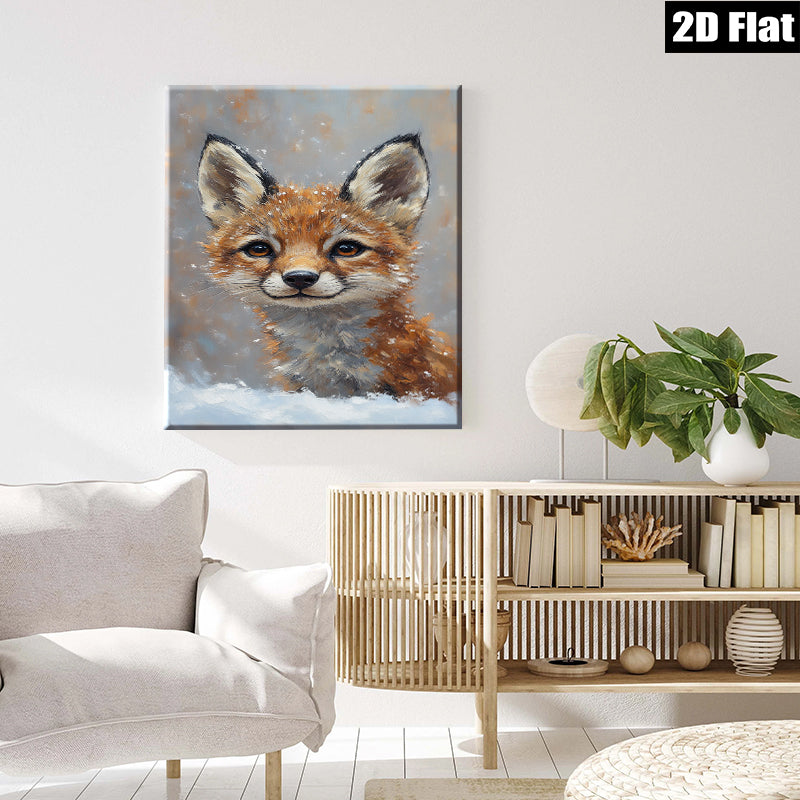 2D flat 1pc Winter Fox Portrait Cozy Farmhouse Wall Art Rustic Lodge Decor Living Room Bedroom Gallery Wrapped Canvas Prints Modern Home Décor