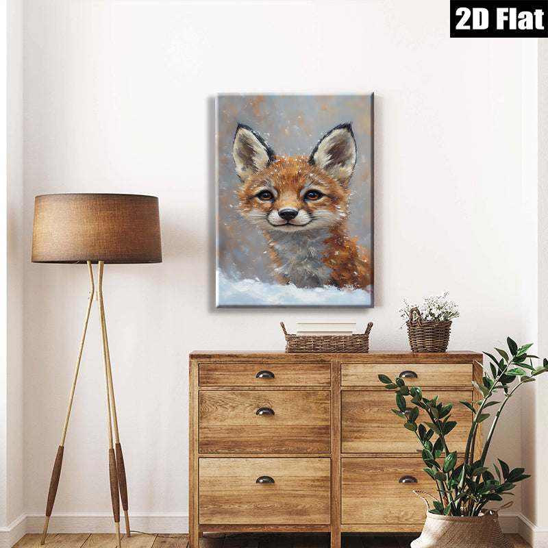 2D flat 1pc Winter Fox Portrait Cozy Farmhouse Wall Art Rustic Lodge Decor Living Room Bedroom Gallery Wrapped Canvas Prints Modern Home Décor