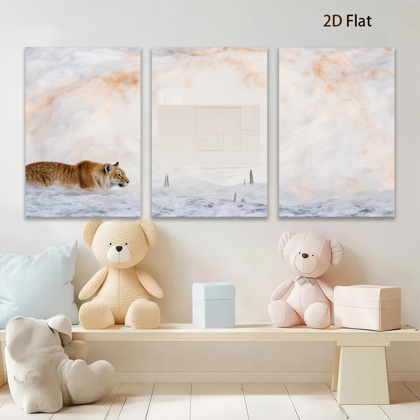 2D flat 1pc Winter Lynx Snowscape Wildlife Art Living Room Bedroom Home Decor Wall Art Prints Canvas Paintings Modern Farmhouse Style
