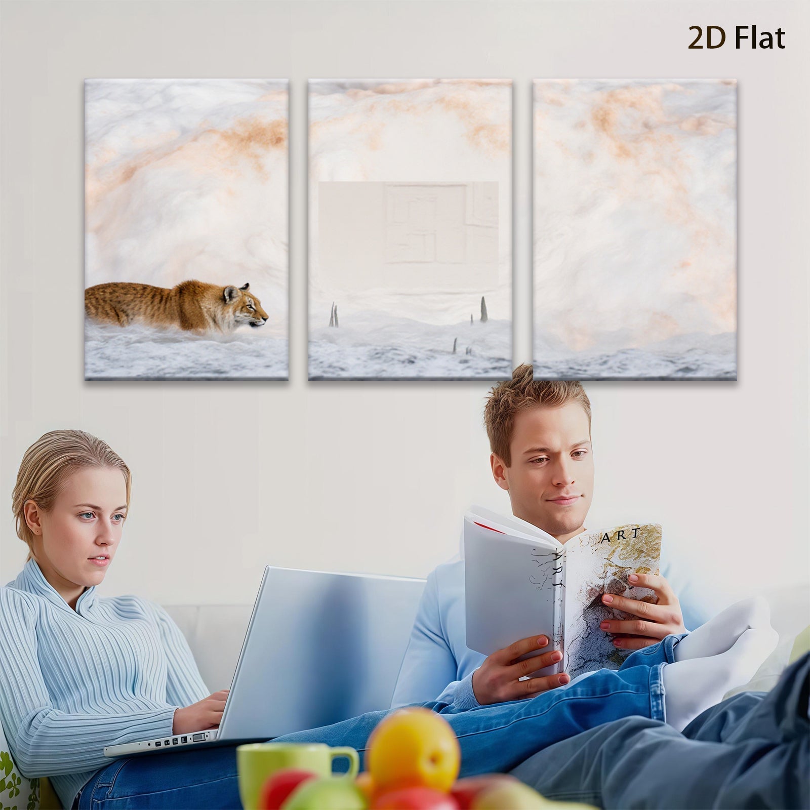 2D flat 1pc Winter Lynx Snowscape Wildlife Art Living Room Bedroom Home Decor Wall Art Prints Canvas Paintings Modern Farmhouse Style