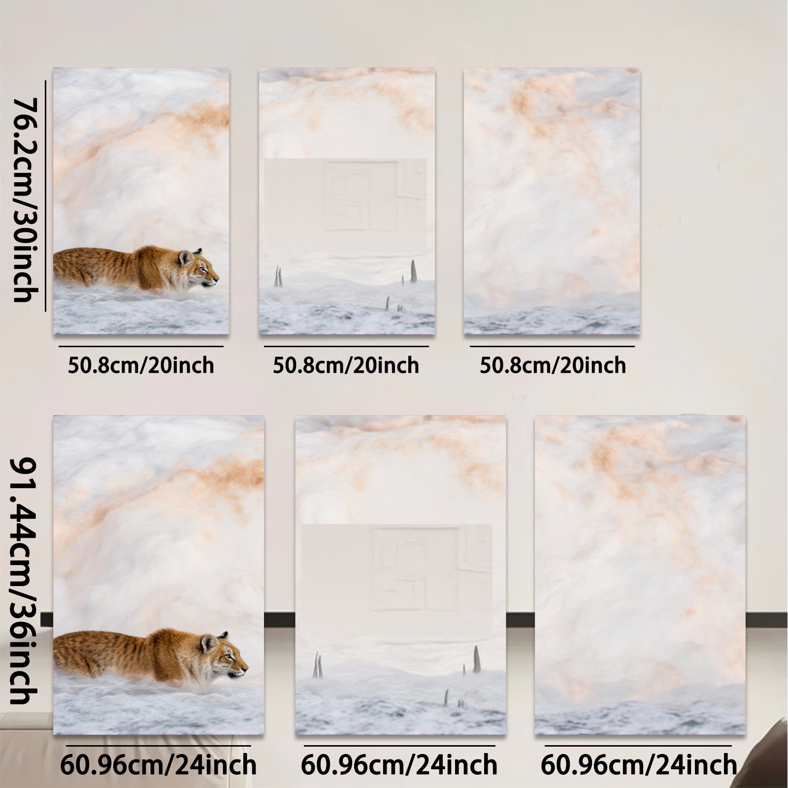 2D flat 1pc Winter Lynx Snowscape Wildlife Art Living Room Bedroom Home Decor Wall Art Prints Canvas Paintings Modern Farmhouse Style