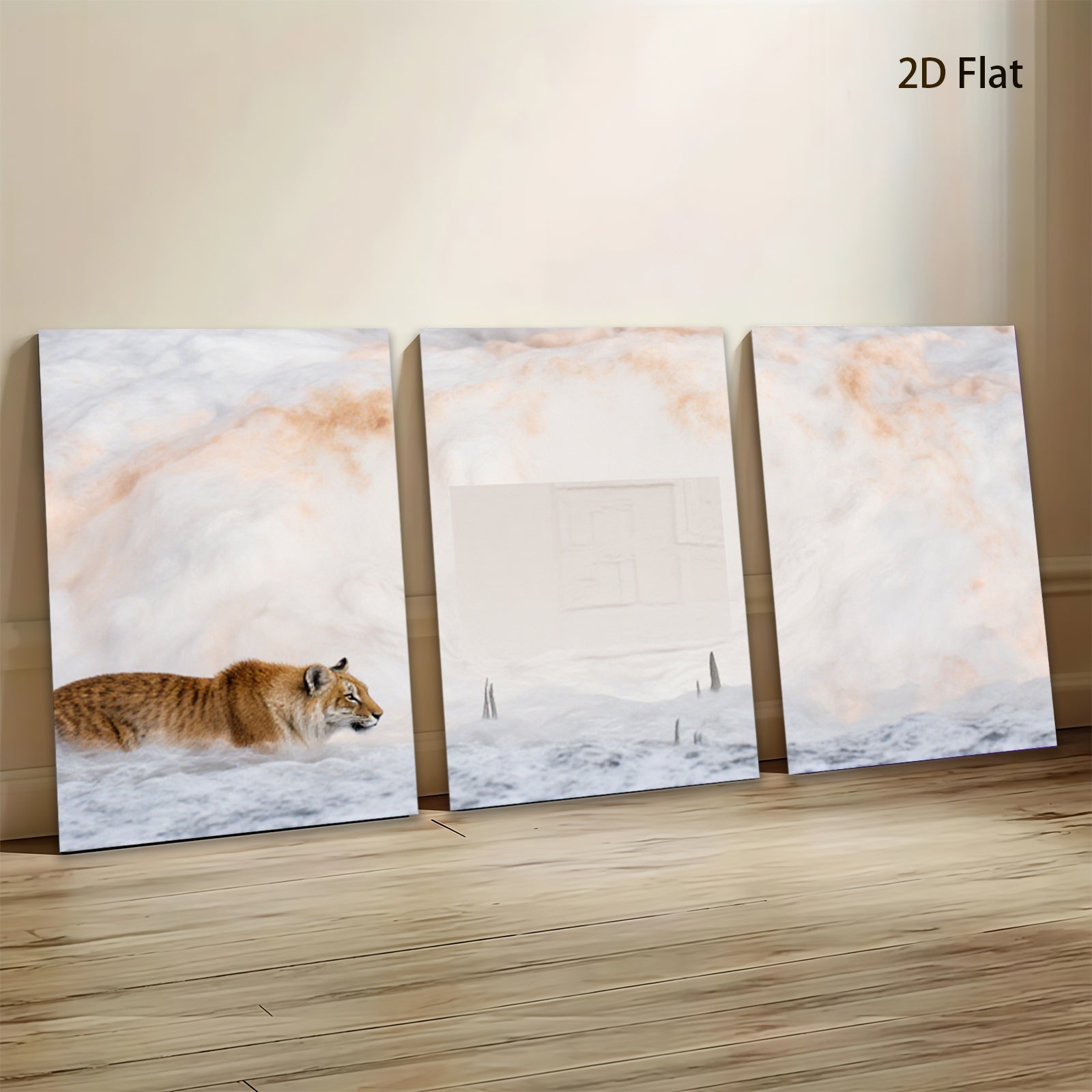 2D flat 1pc Winter Lynx Snowscape Wildlife Art Living Room Bedroom Home Decor Wall Art Prints Canvas Paintings Modern Farmhouse Style