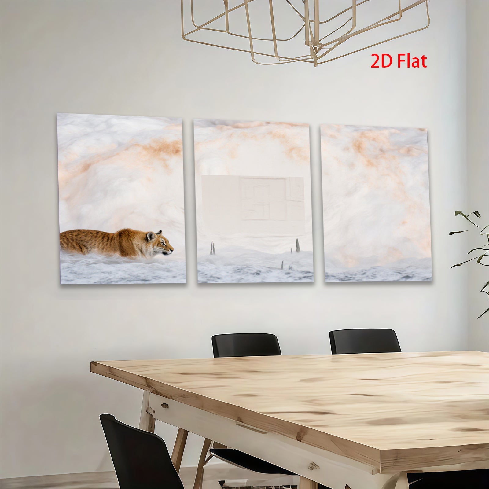 2D flat 1pc Winter Lynx Snowscape Wildlife Art Living Room Bedroom Home Decor Wall Art Prints Canvas Paintings Modern Farmhouse Style