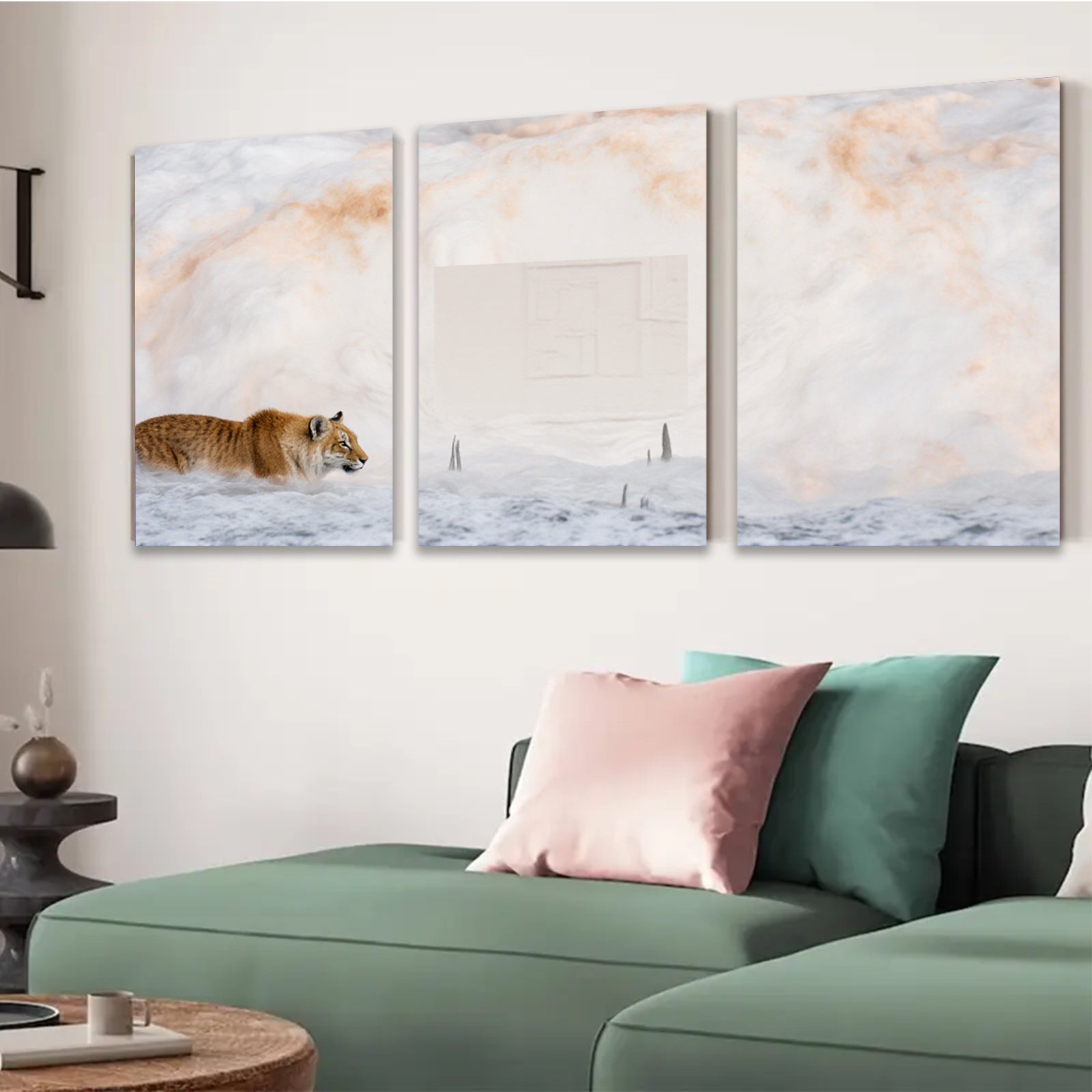 2D flat 1pc Winter Lynx Snowscape Wildlife Art Living Room Bedroom Home Decor Wall Art Prints Canvas Paintings Modern Farmhouse Style