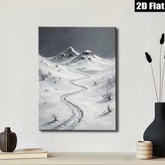 2D flat 1pc Winter Mountain Road Scenic Landscape Wall Art for Living Room Bedroom Home Decor Farmhouse Style Gallery Wrapped Canvas Prints Modern Artwork