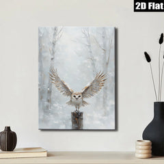 2D flat 1pc Winter Owl Majesty snowy forest scene wall decor for living room bedroom farmhouse style modern gallery wrapped canvas prints