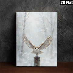 2D flat 1pc Winter Owl Majesty snowy forest scene wall decor for living room bedroom farmhouse style modern gallery wrapped canvas prints