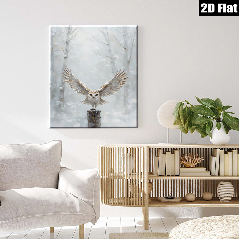 2D flat 1pc Winter Owl Majesty snowy forest scene wall decor for living room bedroom farmhouse style modern gallery wrapped canvas prints