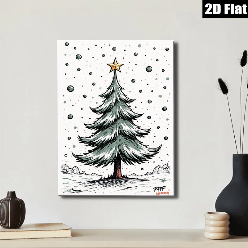 2D flat 1pc Winter Pine Tree Canvas Wall Art Home Decor Living Room Bedroom Modern Farmhouse Rustic Gallery Wrapped Prints Cozy Vibes