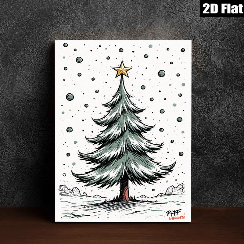 2D flat 1pc Winter Pine Tree Canvas Wall Art Home Decor Living Room Bedroom Modern Farmhouse Rustic Gallery Wrapped Prints Cozy Vibes