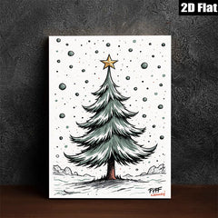 2D flat 1pc Winter Pine Tree Canvas Wall Art Home Decor Living Room Bedroom Modern Farmhouse Rustic Gallery Wrapped Prints Cozy Vibes