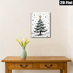 2D flat 1pc Winter Pine Tree Canvas Wall Art Home Decor Living Room Bedroom Modern Farmhouse Rustic Gallery Wrapped Prints Cozy Vibes