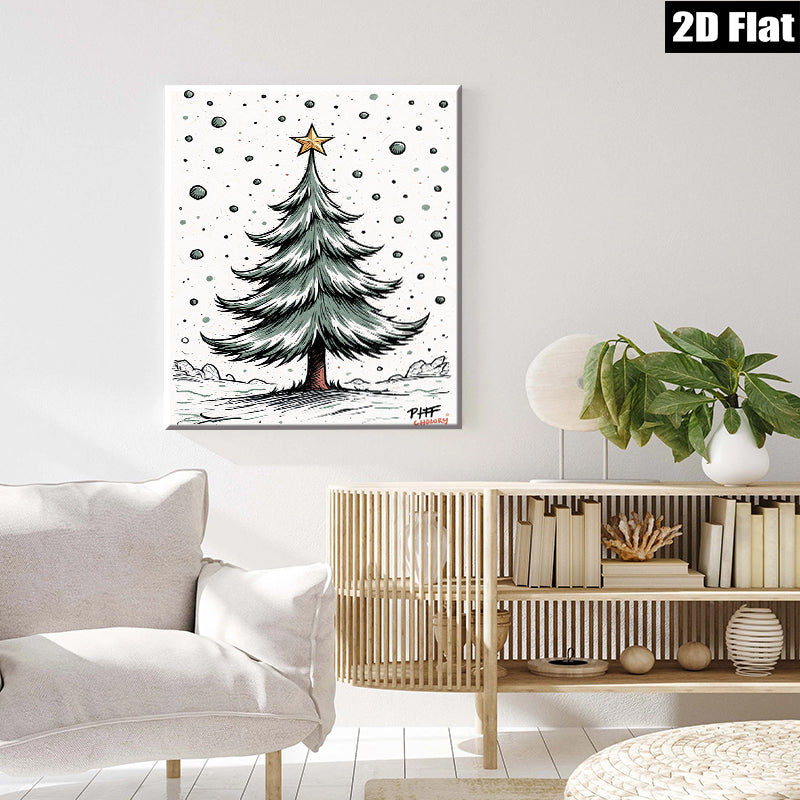2D flat 1pc Winter Pine Tree Canvas Wall Art Home Decor Living Room Bedroom Modern Farmhouse Rustic Gallery Wrapped Prints Cozy Vibes