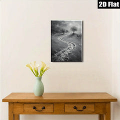 2D flat 1pc Winter Road Distant Trees Farmhouse Wall Art Modern Canvas Prints for Living Room Bedroom Decor Gallery Wrapped Ready to Hang Neutral Palette