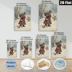 2D flat 1pc Winter Saint Nicholas Delivering Gifts Festive Holiday Cheer Wall Decor Living Room Bedroom Art Prints Canvas Paintings Modern Farmhouse Style