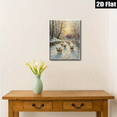 2D flat 1pc Winter Sheep Pastoral Scene Wall Art Farmhouse Decor Living Room Bedroom Canvas Prints Modern Country Style Cozy Home Accent