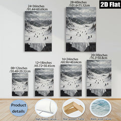 2D flat 1pc Winter Skiing Scene Mountain Landscape Wall Art For Living Room Bedroom Home Decor Farmhouse Style Gallery Wrapped Canvas Prints Ready To Hang