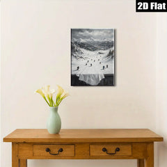 2D flat 1pc Winter Skiing Scene Mountain Landscape Wall Art For Living Room Bedroom Home Decor Farmhouse Style Gallery Wrapped Canvas Prints Ready To Hang