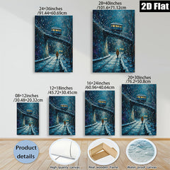 2D flat 1pc Winter Snowbound City Street Scene Cozy Wall Art Living Room Bedroom Decor Farmhouse Style Canvas Prints Modern Home Decorations