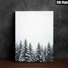 2D flat 1pc Winter Snowfall Pine Trees Forest Wall Art Canvas Print Home Decor Living Room Bedroom Modern Farmhouse Rustic Cozy Aesthetic Gallery Wrapped Ready to Hang