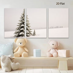 2D flat 1pc Winter Snowscape City View Modern Farmhouse Wall Art Living Room Bedroom Decor Gallery Wrapped Canvas Prints Teal Blue Gray Neutral Tone