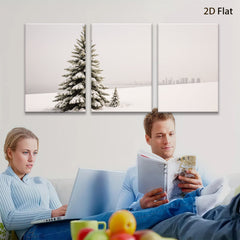 2D flat 1pc Winter Snowscape City View Modern Farmhouse Wall Art Living Room Bedroom Decor Gallery Wrapped Canvas Prints Teal Blue Gray Neutral Tone