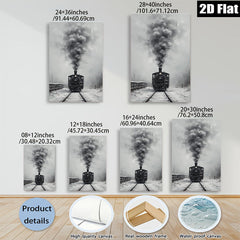2D flat 1pc Winter Steam Train Rural Landscape Wall Art Decor Living Room Bedroom Gallery Wrapped Canvas Prints Modern Farmhouse Style Cozy Aesthetic Home Decor