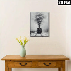 2D flat 1pc Winter Steam Train Rural Landscape Wall Art Decor Living Room Bedroom Gallery Wrapped Canvas Prints Modern Farmhouse Style Cozy Aesthetic Home Decor