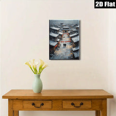 2D flat 1pc Winter Street Scene Cozy Canvas Wall Art for Living Room Bedroom Home Decor farmhouse style modern gallery wrapped ready to hang