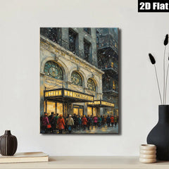 2D flat 1pc Winter Street Scene Vibrant City Lights Cozy Gallery Wall Art Living Room Bedroom Decor Modern Farmhouse Style Canvas Prints