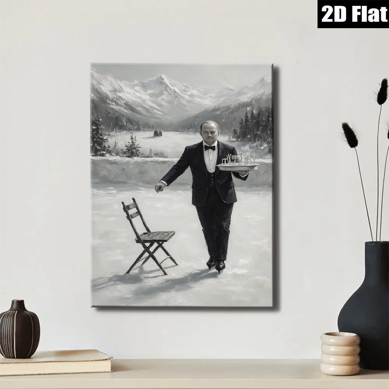 2D flat 1pc Winter Waiter on Ice Skating Rink Farmhouse Wall Decor for Living Room Bedroom Modern Canvas Prints Aesthetic Room Decor
