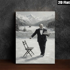 2D flat 1pc Winter Waiter on Ice Skating Rink Farmhouse Wall Decor for Living Room Bedroom Modern Canvas Prints Aesthetic Room Decor