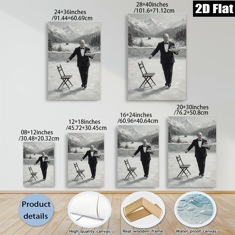 2D flat 1pc Winter Waiter on Ice Skating Rink Farmhouse Wall Decor for Living Room Bedroom Modern Canvas Prints Aesthetic Room Decor