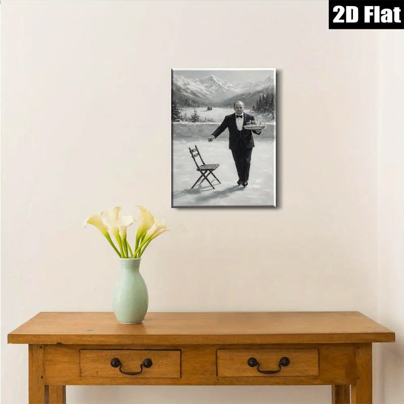 2D flat 1pc Winter Waiter on Ice Skating Rink Farmhouse Wall Decor for Living Room Bedroom Modern Canvas Prints Aesthetic Room Decor