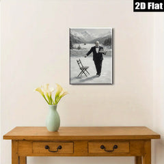 2D flat 1pc Winter Waiter on Ice Skating Rink Farmhouse Wall Decor for Living Room Bedroom Modern Canvas Prints Aesthetic Room Decor