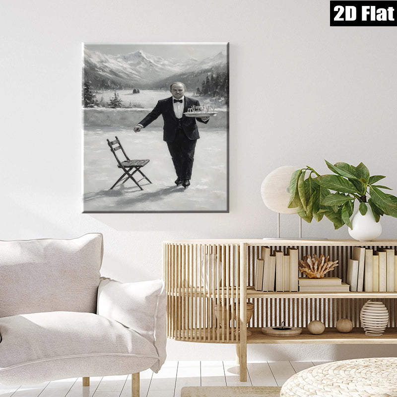 2D flat 1pc Winter Waiter on Ice Skating Rink Farmhouse Wall Decor for Living Room Bedroom Modern Canvas Prints Aesthetic Room Decor
